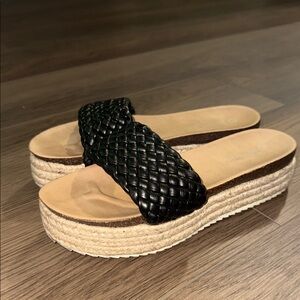 Miss Lola Black Braided Platform Sandals